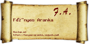 Fényes Aranka névjegykártya