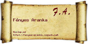 Fényes Aranka névjegykártya