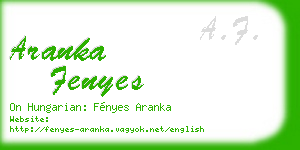 aranka fenyes business card