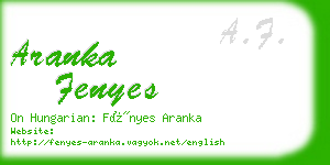 aranka fenyes business card